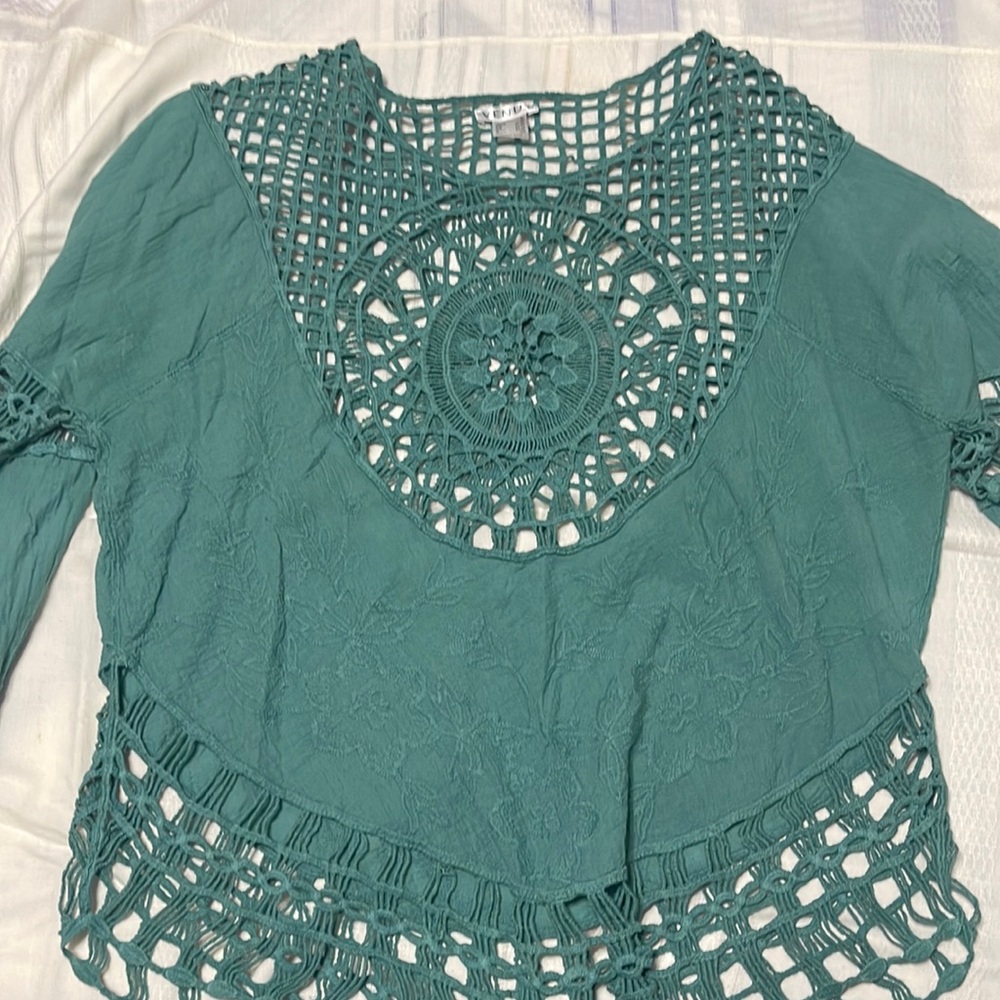 Green crochet top